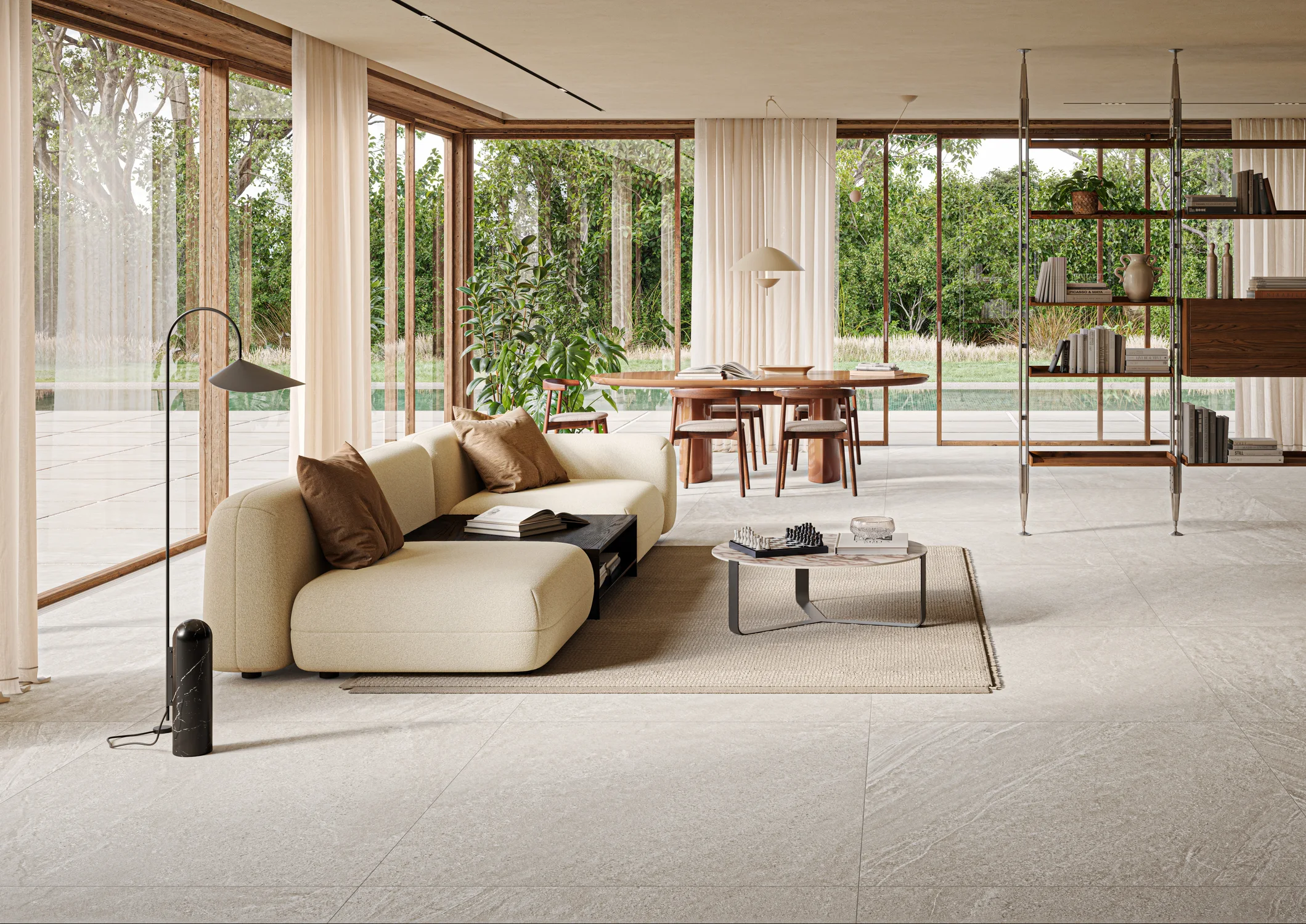 Living contemporaneo con grandi superfici